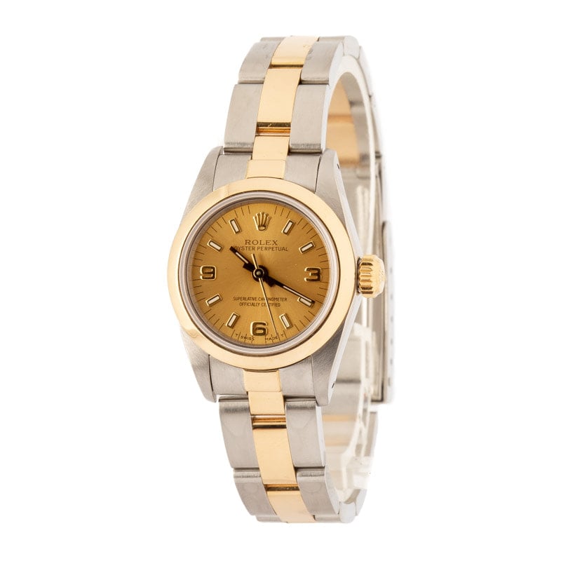 Ladies Rolex Oyster Perpetual 67183 Champagne Dial