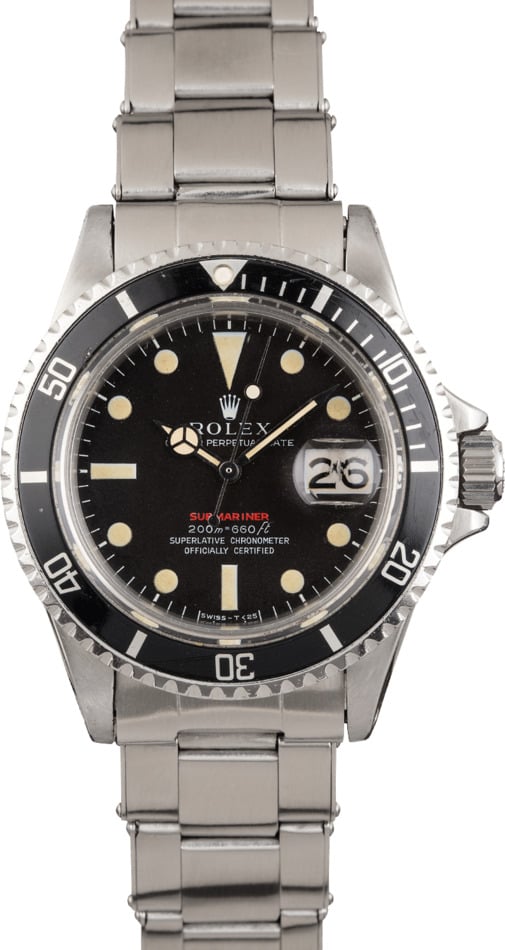Vintage 1970 Rolex Red Submariner 1680 Black Matte Mark 2 Dial
