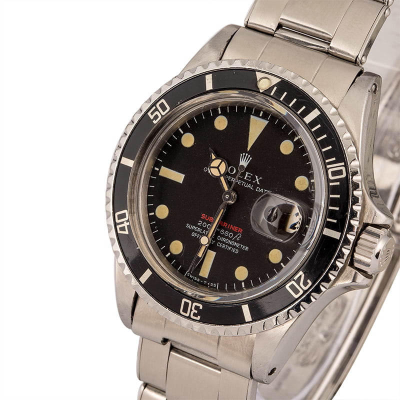 Vintage 1970 Rolex Red Submariner 1680 Black Matte Mark 2 Dial