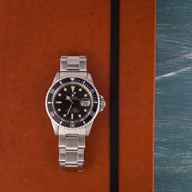 Vintage 1970 Rolex Red Submariner 1680 Black Matte Mark 2 Dial