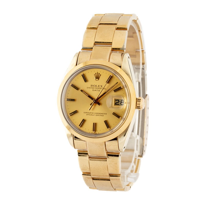Used Rolex Date 1550 Champagne Index Dial