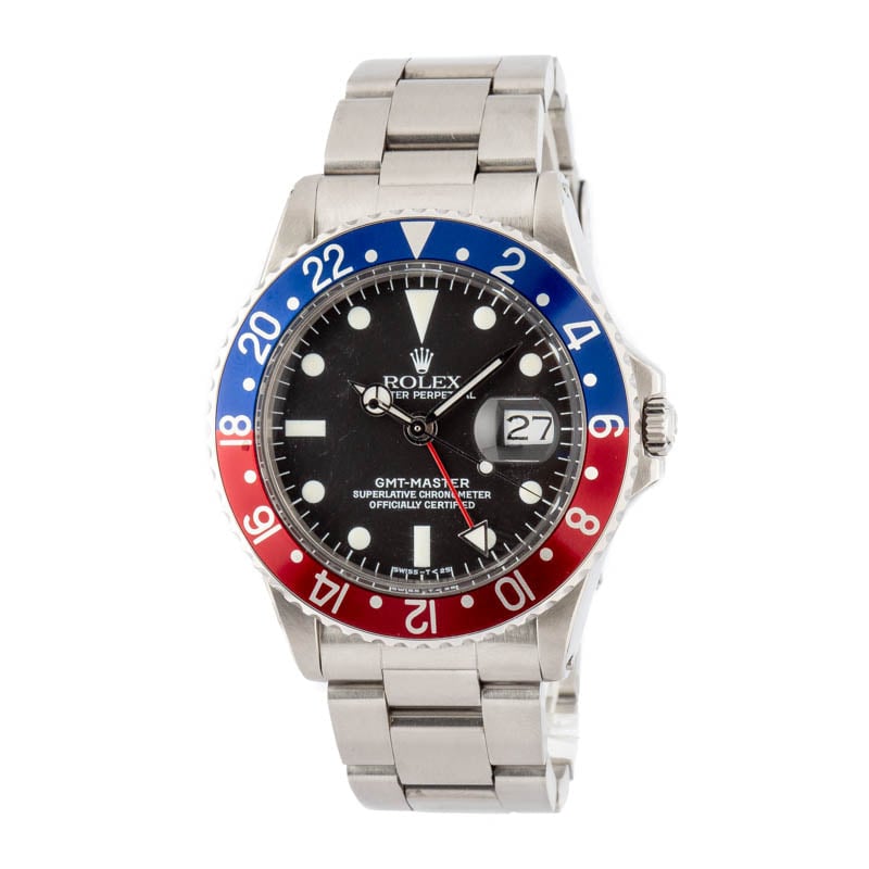 Vintage Rolex Pepsi GMT-Master 1675 Black Dial