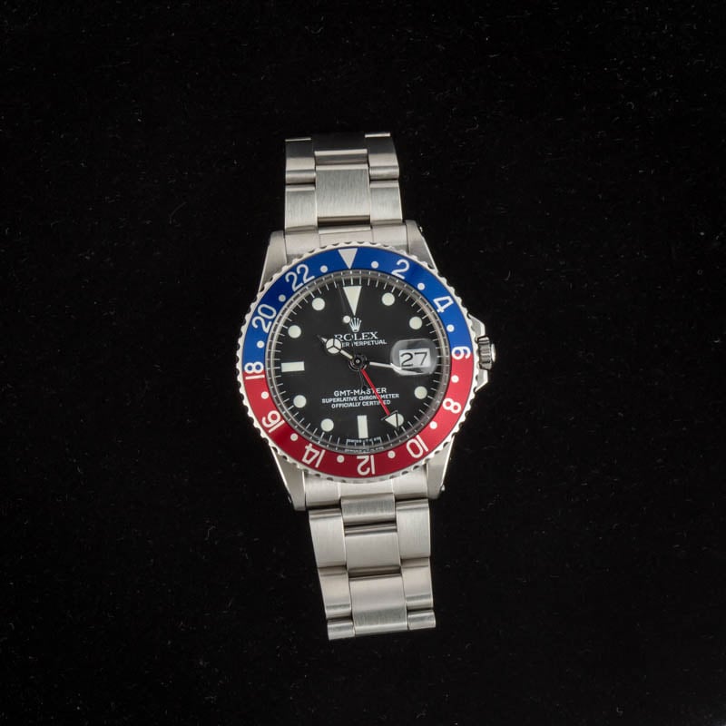 Vintage Rolex Pepsi GMT-Master 1675 Black Dial
