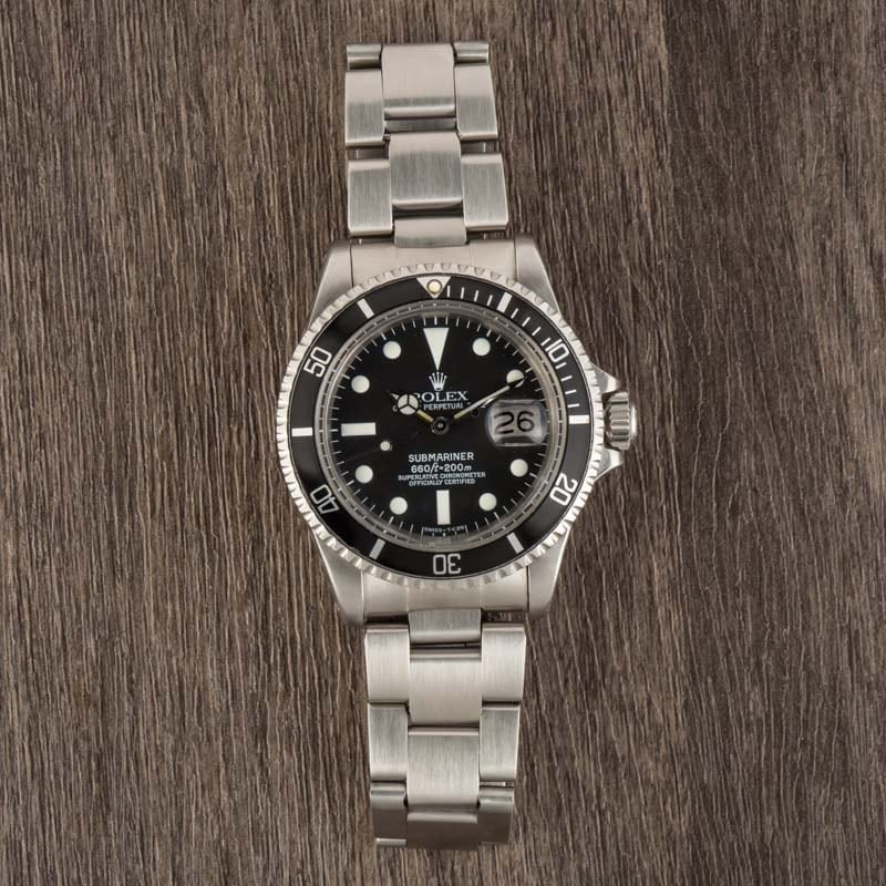 Mens Vintage Rolex Submariner 1680 Black Dial