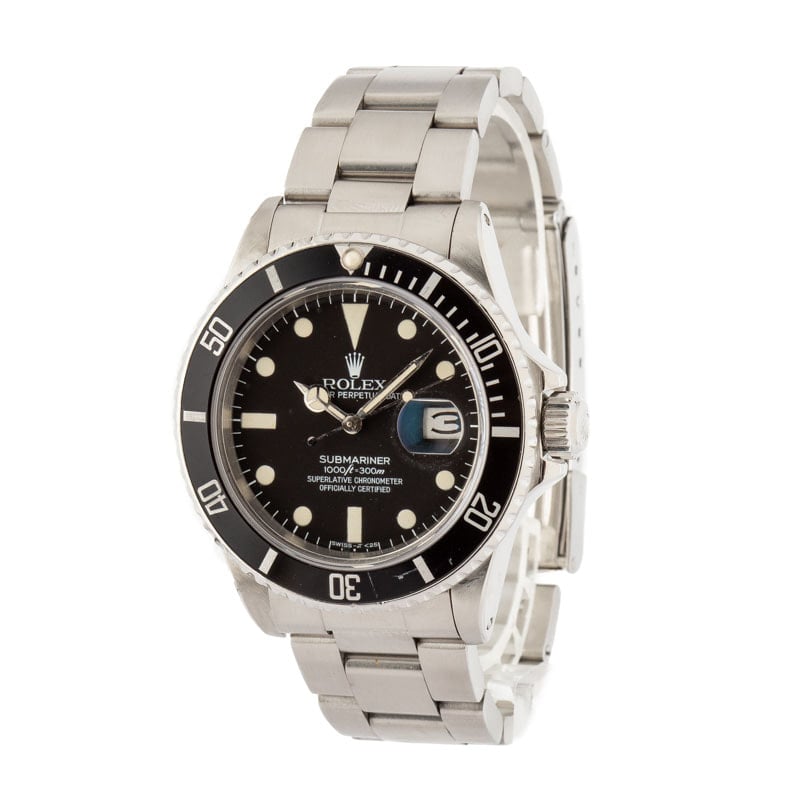 Vintage 1984 Rolex Submariner 16800 Matte Black Dial