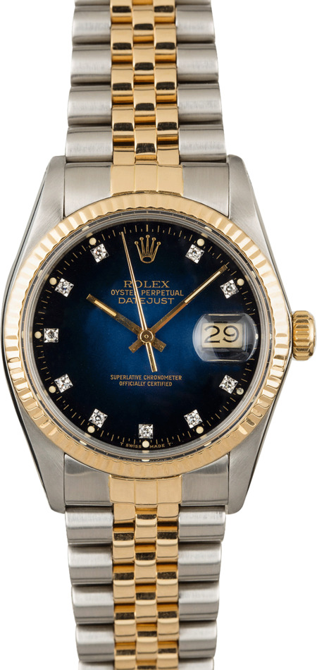 Used Rolex Datejust 16013 Blue Vignette Diamond Dial