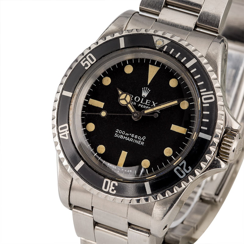 Vintage 1967 Rolex Submariner 5513 Fat Font Long 5 Insert