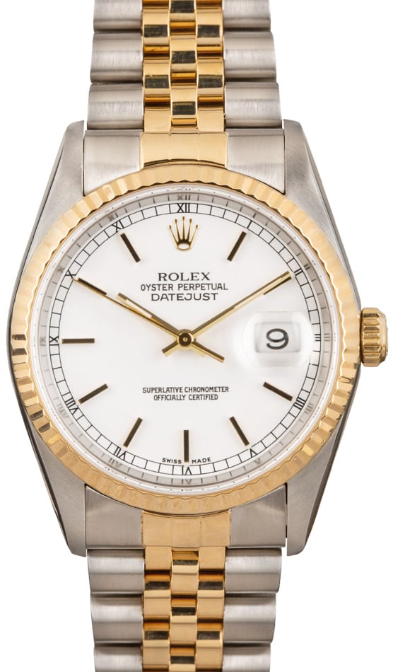 Rolex Datejust Diamond Dial Steel Yellow Gold Mens Watch 16233 Box