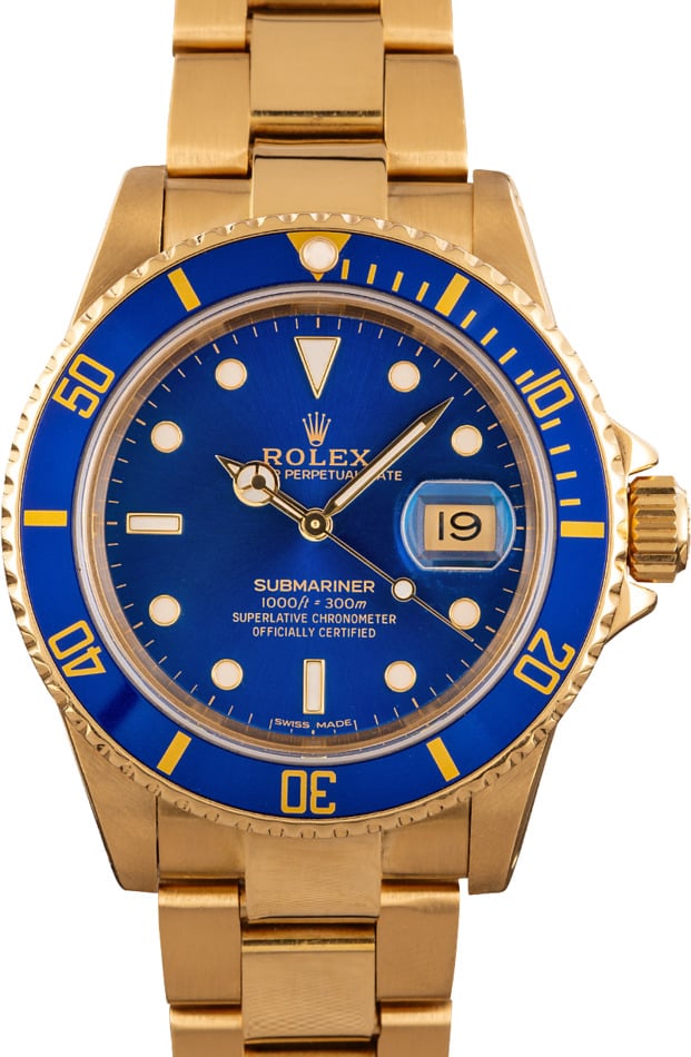 Rolex Submariner 16808 Yellow Gold Oyster