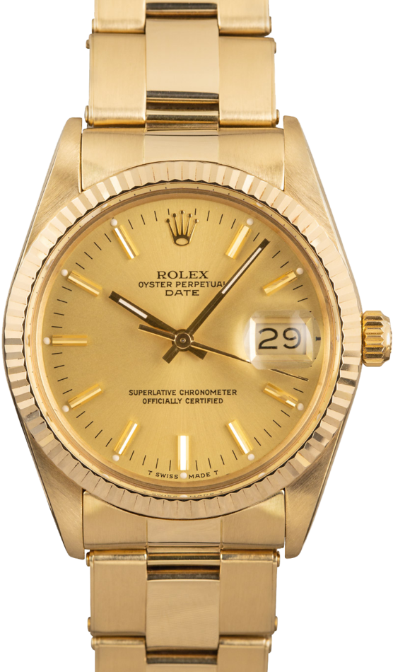 Mens Rolex Date 15037 Yellow Gold