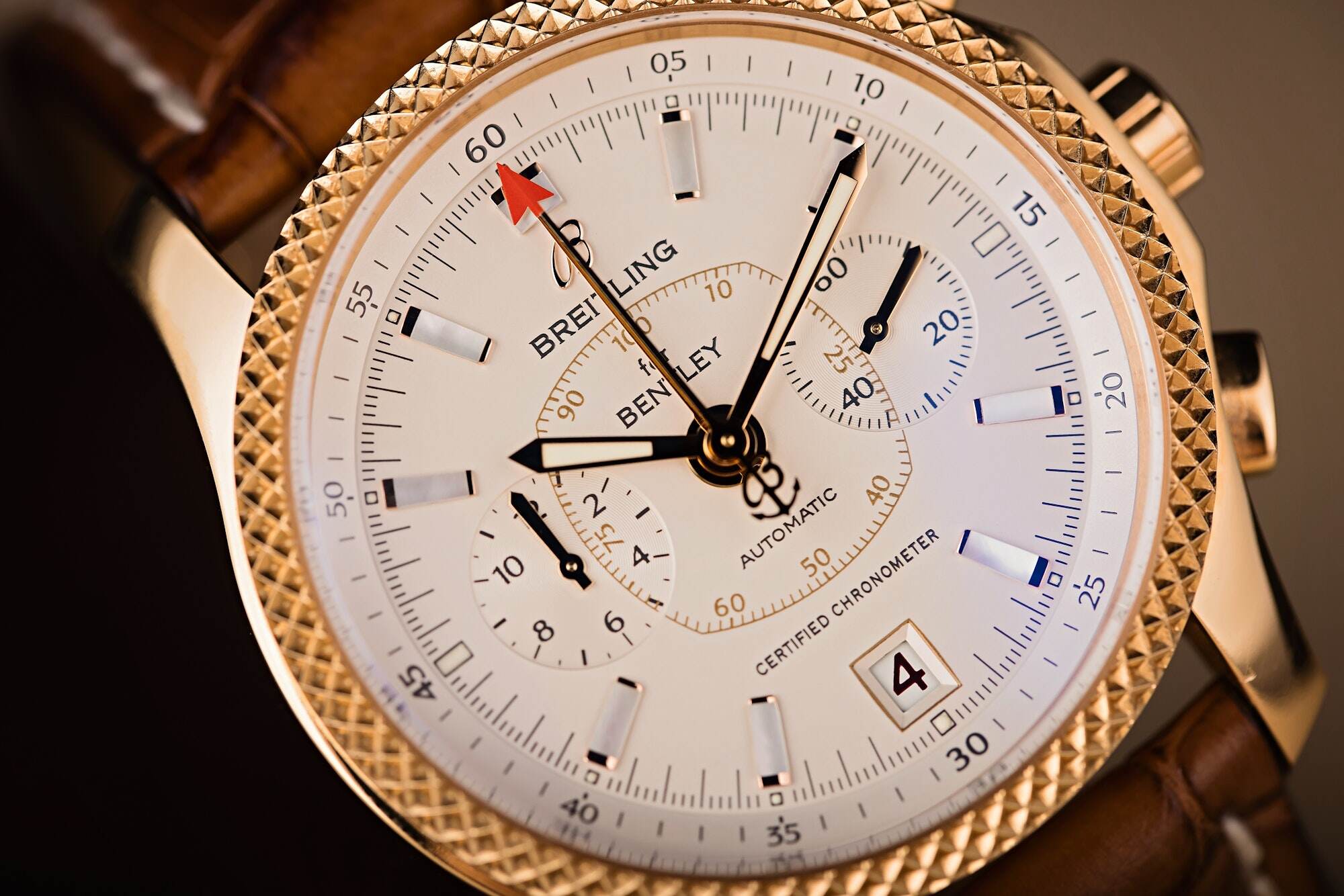 Breitling Bentley Gold Case White Dial