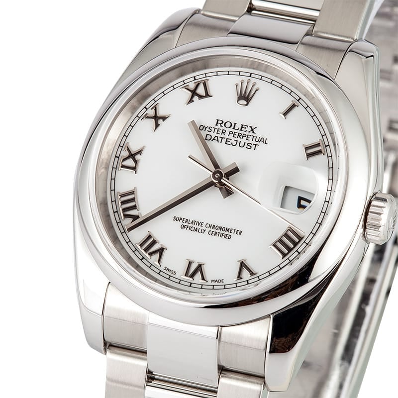 vask Sidelæns Udførelse Rolex Datejust 116200 White Roman Numeral WRO - Save At Bob's Watches
