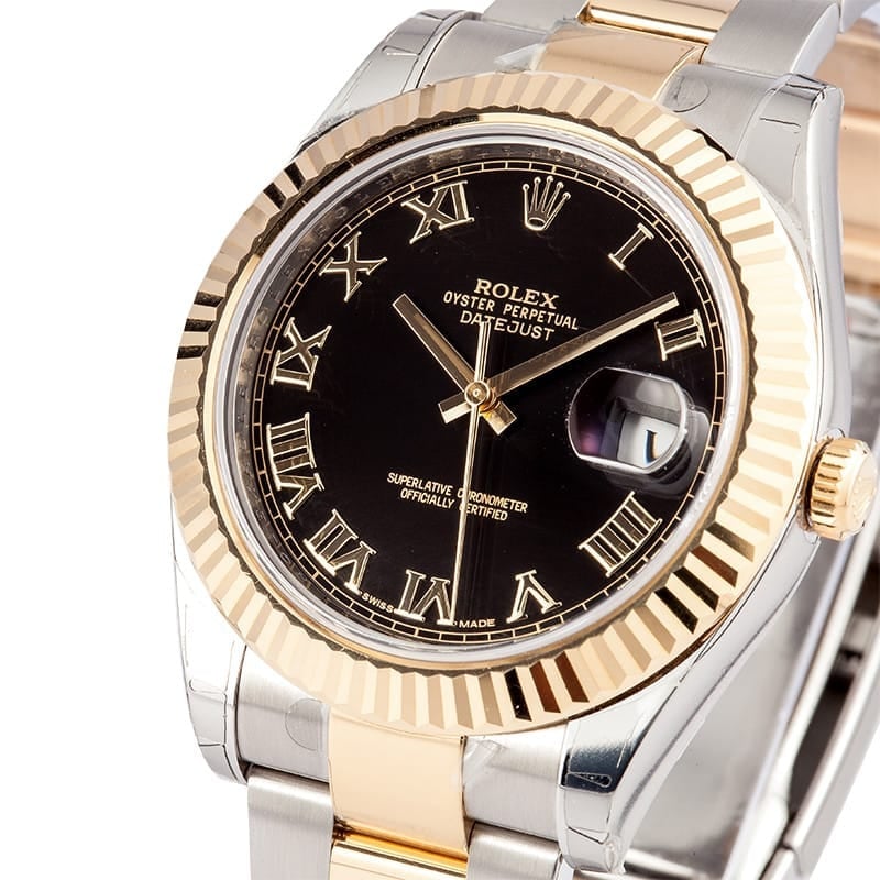 rolex datejust gold black dial