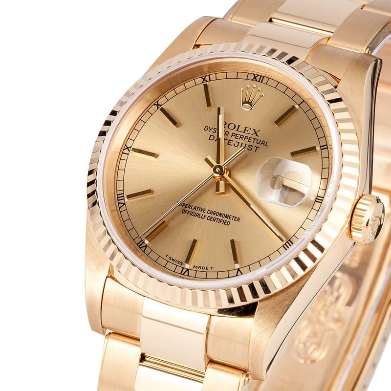 Men s Rolex DateJust 18k Gold 16238 Genuine Rolex Watches
