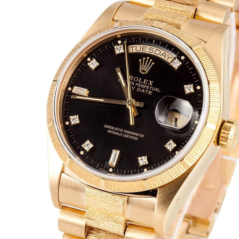 Rolex President Bark Finish Diamond Dial