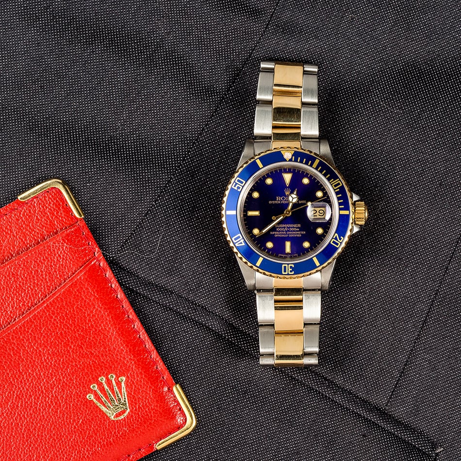 Two Tone Rolex Submariner 16803 Blue Bezel