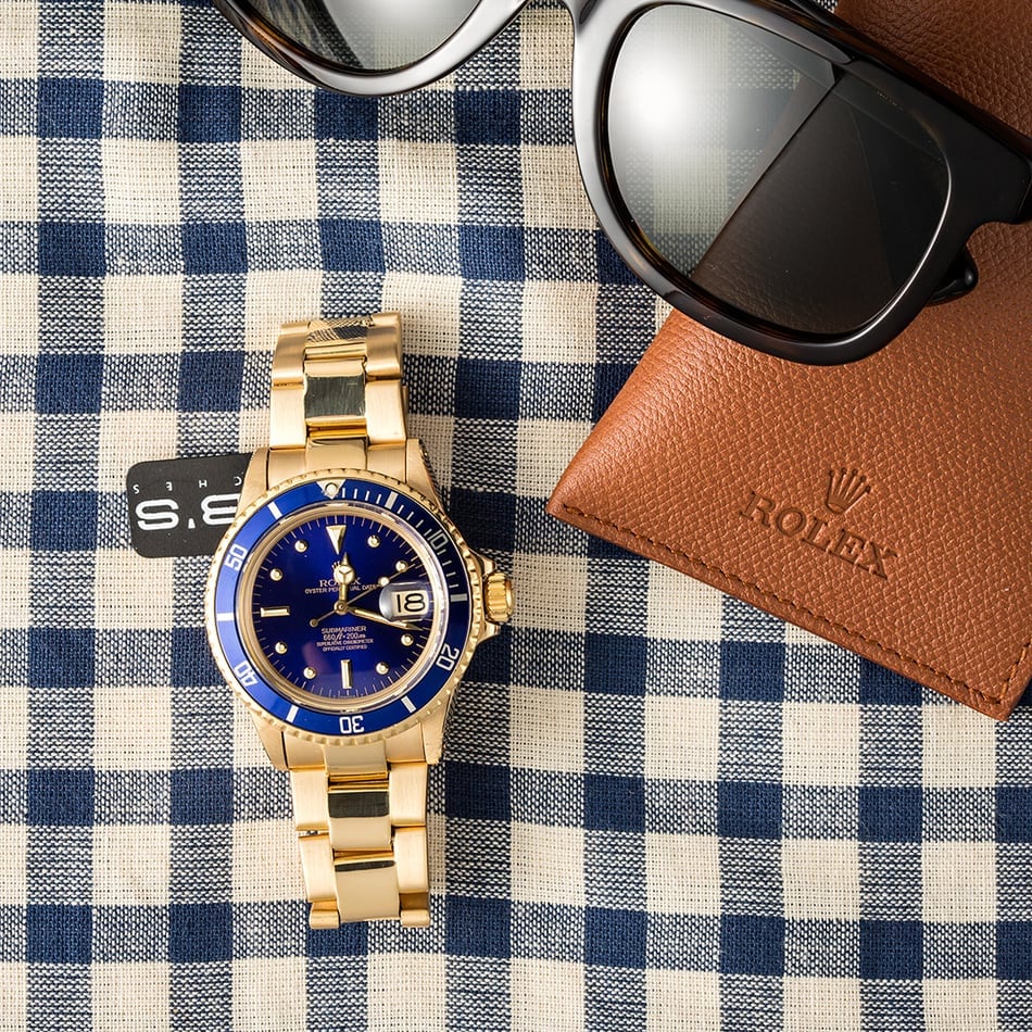 Rolex Vintage Gold Submariner 1680 Blue