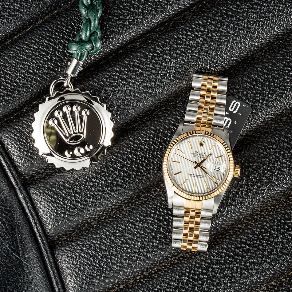 Datejust Rolex 16013 Silver Tapestry Dial