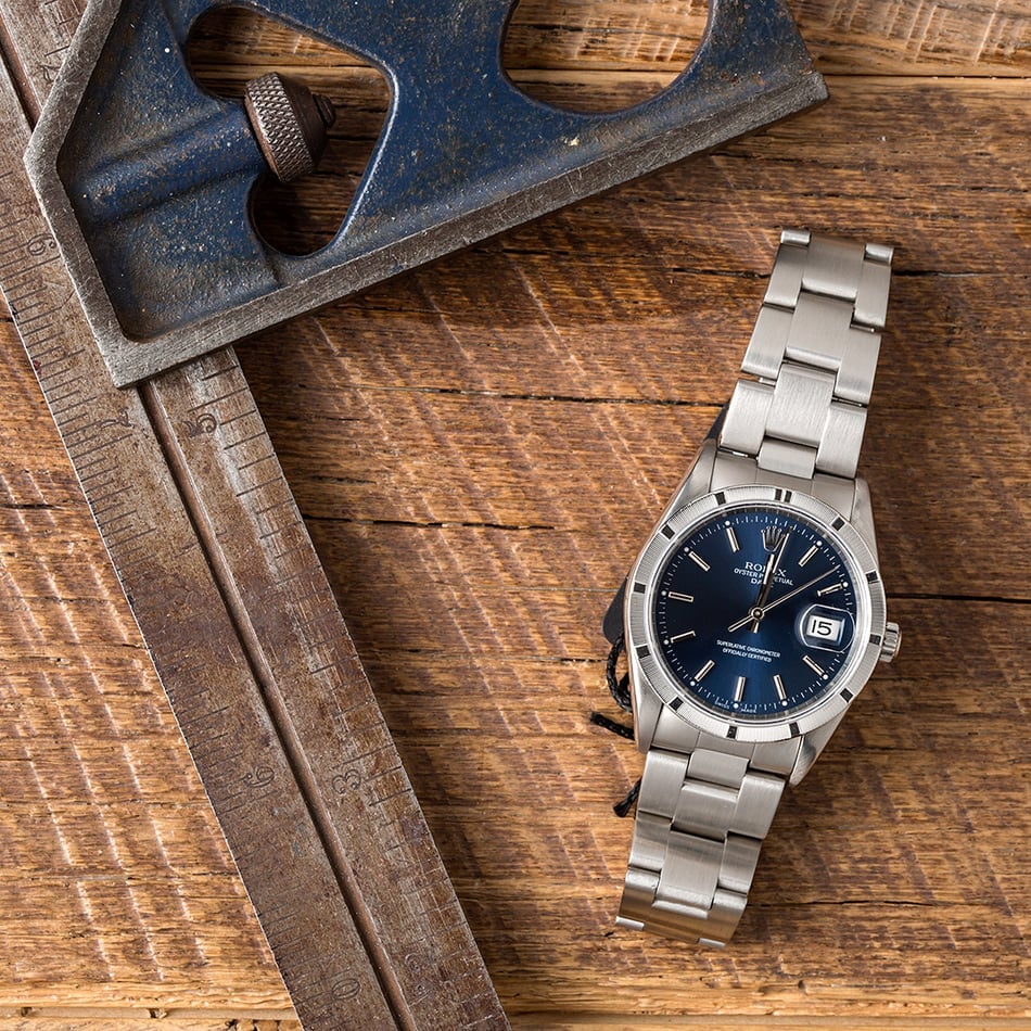 Rolex Date Stainless 15210 Blue Index Dial