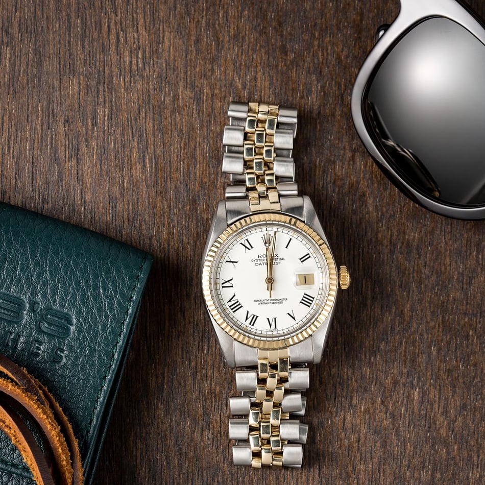 Rolex Two-Tone Datejust 16013 White Roman