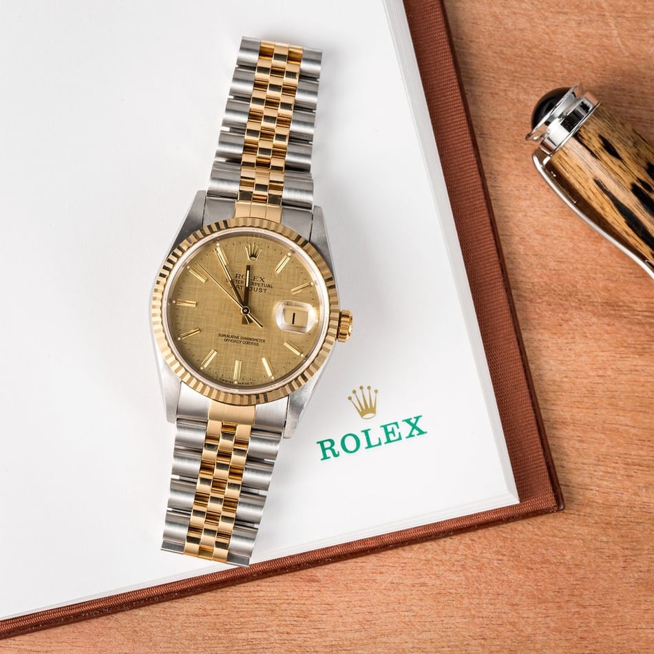 Rolex Two-Tone Datejust 16233 Linen Dial