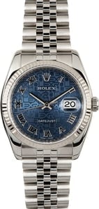 Used Rolex Datejust 116234 Blue Jubilee Roman Dial