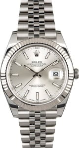 Rolex Datejust 41 Ref 126334 Silver Dial White Index Markers