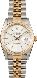 121627-1 Rolex Datejust 16013 Silver Dial Two Tone Jubilee Band