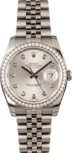 Used Rolex Datejust 116244 Silver Diamond Dial & Bezel T