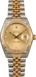 Used Rolex Datejust 16013 Champagne Diamond Dial T