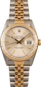 132070 Rolex Men's Two Tone Datejust 16233 with Silver Dial