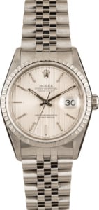 Rolex Datejust 16220 Silver Index Tapestry Dial