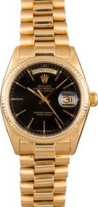 Pre-Owned 36MM Rolex President 18038 Black Dial