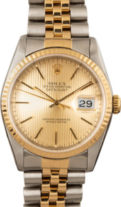 Authentic Rolex Datejust 16233 Champagne Tapestry Dial