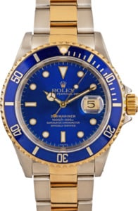 Pre-Owned Mens Rolex Submariner Two Tone with Blue Face 16613