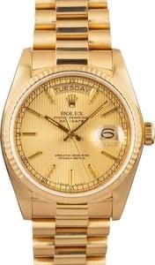 Pre Owned Rolex President Day-Date 18038 Tapestry Dial