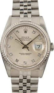 Rolex Datejust 16234 Silver Diamond Dial
