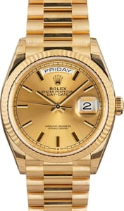Rolex President Pre-Owned 36MM 18k Gold Champagne Dial, B&P (2023)