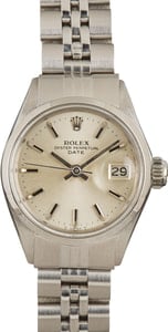 Rolex Date 24MM Stainless Steel, Smooth Bezel Silver Dial, Jubilee Bracelet (1971)