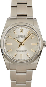 Rolex Oyster Perpetual 34MM Stainless Steel, Oyster Band Silver Chromalight Dial, B&P (2021)