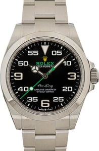 Rolex Air-King 40MM Stainless Steel, Smooth Bezel Black Arabic Dial, B&P (2022)