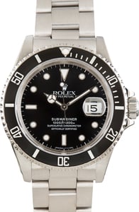 Used Aluminum Bezel Rolex Submariner Ref 16610 Black Dial