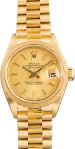 Used Lady Rolex Datejust Yellow Gold Ref 6917 Barked Bezel