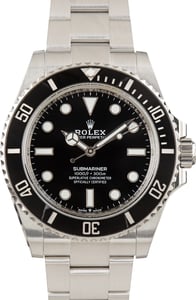 Used Steel Rolex Submariner Black No Date Dial Ref 124060