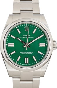 Used Stainless Steel Rolex Oyster Perpetual 41 Ref 134300 Green Dial