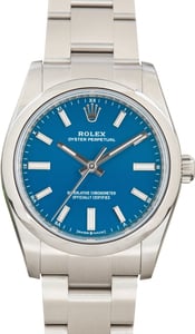 Pre-Owned Rolex Oyster Perpetual 34 Med Blue Dial Ref 124200