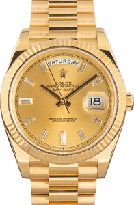 Pre-Owned Rolex Day-Date 40 Champagne Diamond Dial Ref 228238