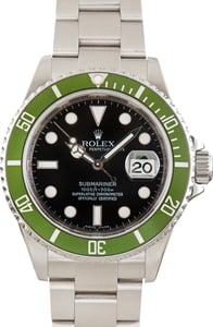 Pre-Owned Stainless Steel Rolex Submariner 16610V Green Kermit
