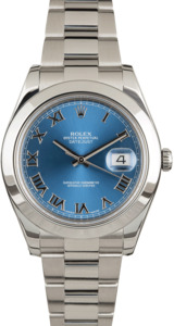 PreOwned Rolex Datejust II Ref 116300 Blue Roman Dial