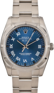 Pre-Owned Rolex Air King 114210 Blue Dial
